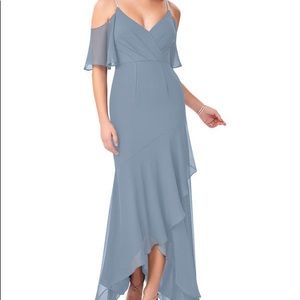 Azazie Akela High-Low Bridesmaid Dress Steel Blue